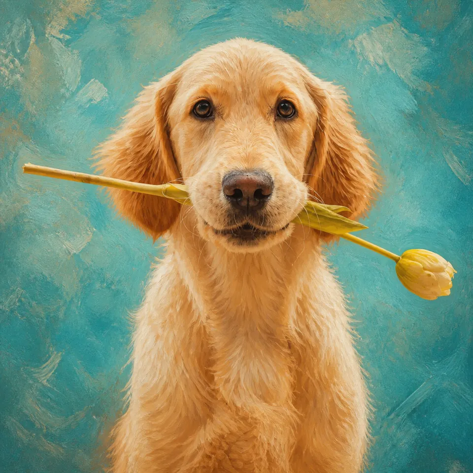 Second regenerated golden retriever portrait
